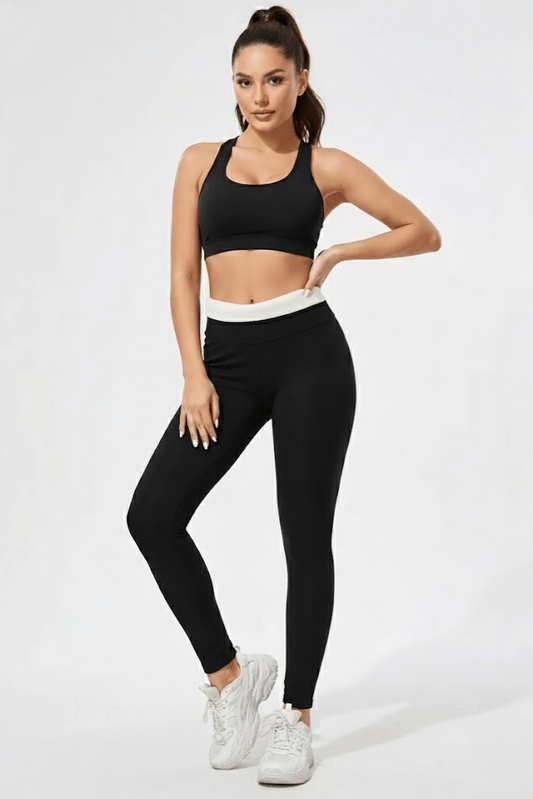 KLANKO Thermal Flow – Thermo-Yoga-Leggings mit kontrastierendem Bund