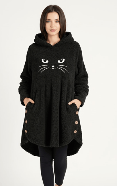 Klanko CozyCat™ – Flauschiger Damen-Kapuzenpullover mit Katzenohren