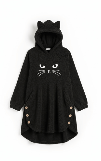 Klanko CozyCat™ – Flauschiger Damen-Kapuzenpullover mit Katzenohren