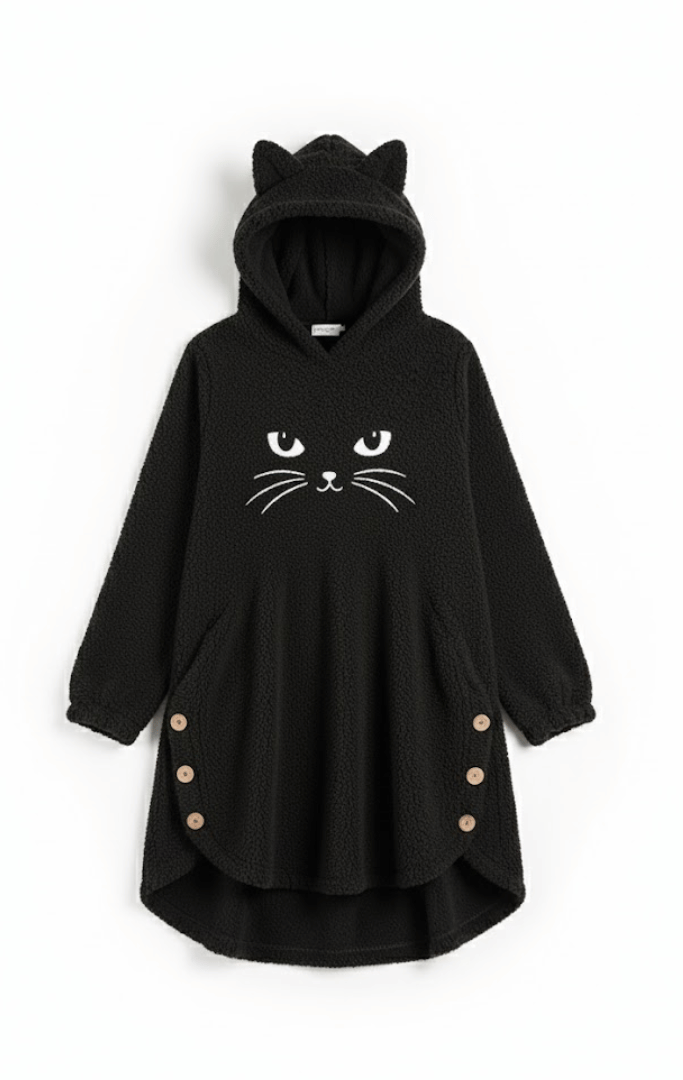 Klanko CozyCat™ – Flauschiger Damen-Kapuzenpullover mit Katzenohren