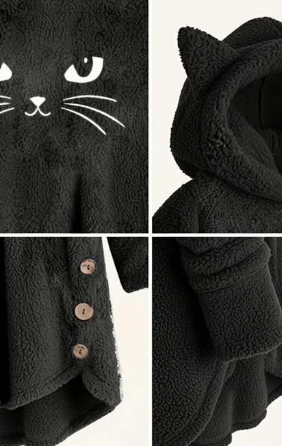 Klanko CozyCat™ – Flauschiger Damen-Kapuzenpullover mit Katzenohren