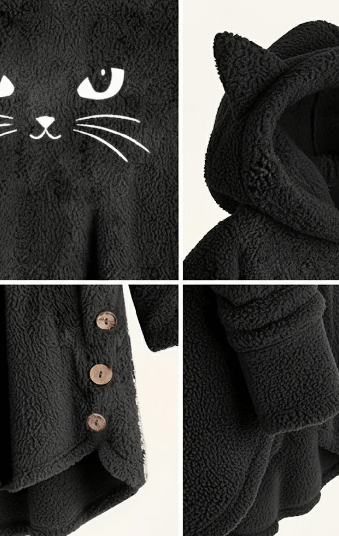Klanko CozyCat™ – Flauschiger Damen-Kapuzenpullover mit Katzenohren