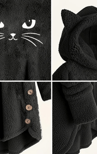 Klanko CozyCat™ – Flauschiger Damen-Kapuzenpullover mit Katzenohren