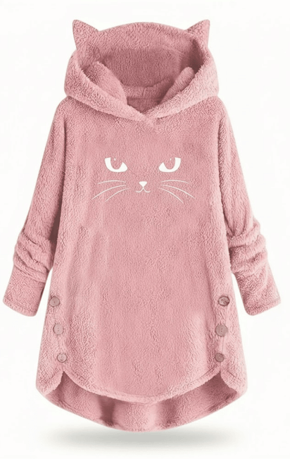 Klanko CozyCat™ – Flauschiger Damen-Kapuzenpullover mit Katzenohren