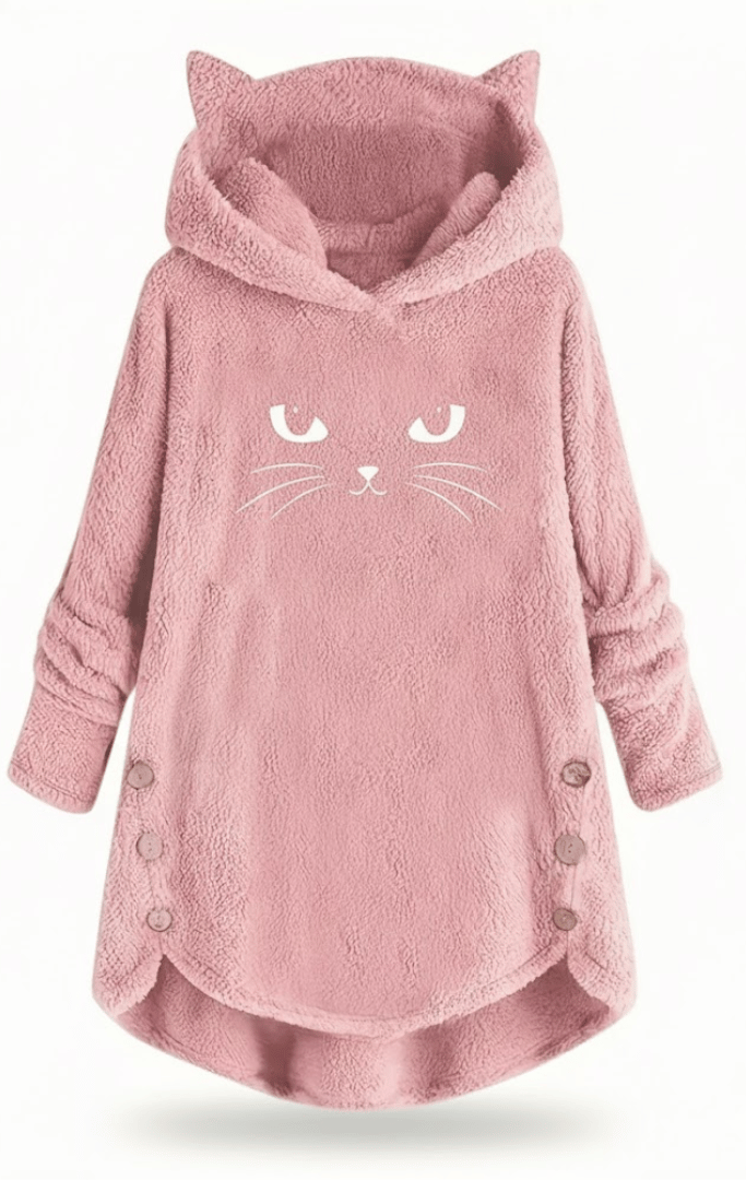 Klanko CozyCat™ – Flauschiger Damen-Kapuzenpullover mit Katzenohren