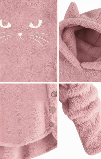 Klanko CozyCat™ – Flauschiger Damen-Kapuzenpullover mit Katzenohren