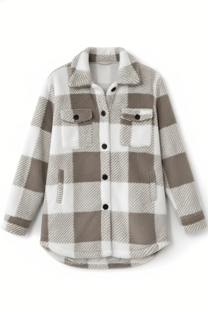 KLANKO Nordic Fleece – Kariertes Overshirt aus Teddyfell