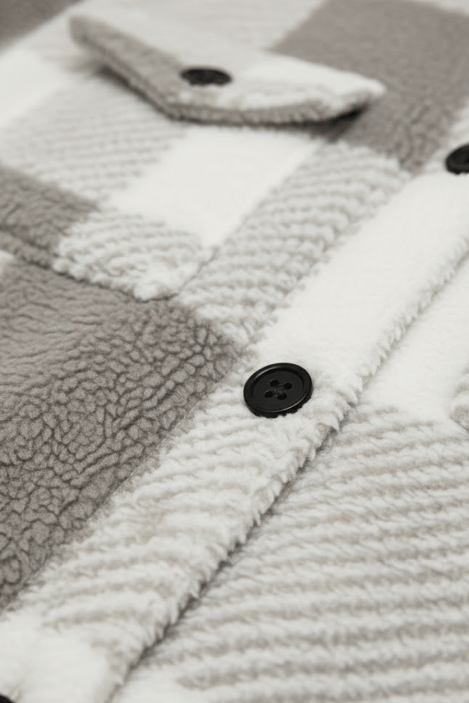 KLANKO Nordic Fleece – Kariertes Overshirt aus Teddyfell