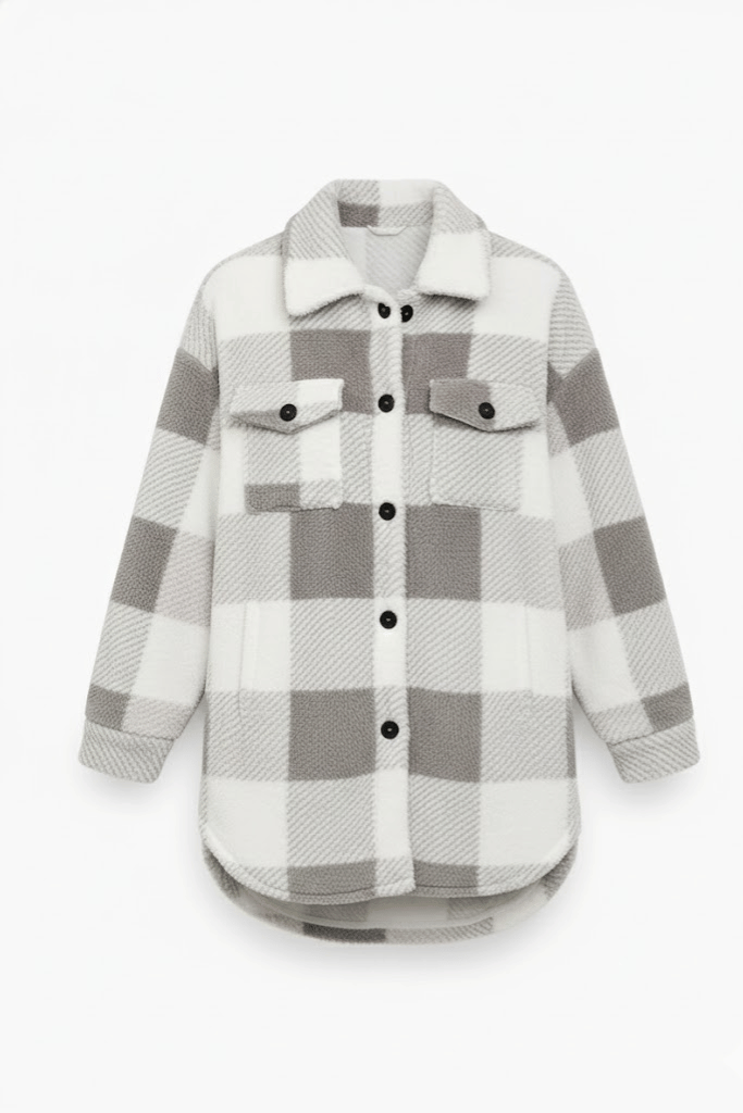 KLANKO Nordic Fleece – Kariertes Overshirt aus Teddyfell