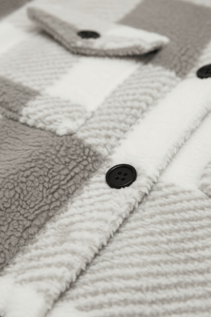 KLANKO Nordic Fleece – Kariertes Overshirt aus Teddyfell