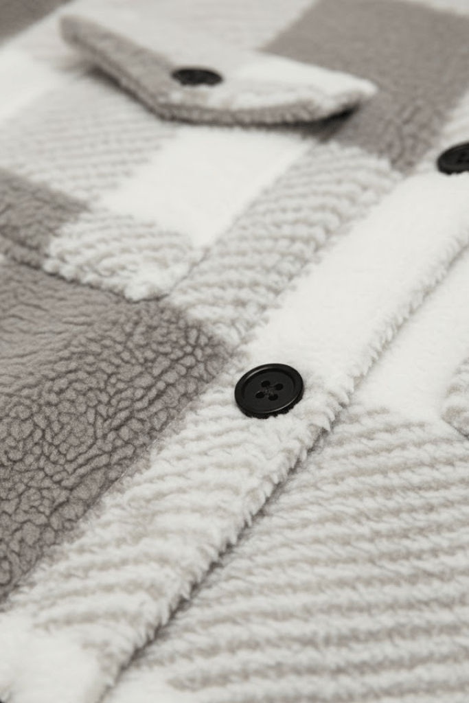 KLANKO Nordic Fleece – Kariertes Overshirt aus Teddyfell