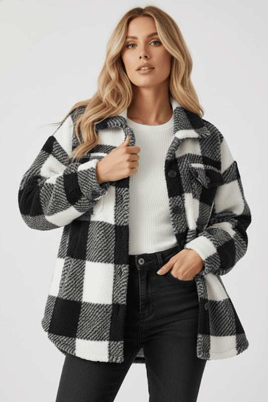 KLANKO Nordic Fleece – Kariertes Overshirt aus Teddyfell