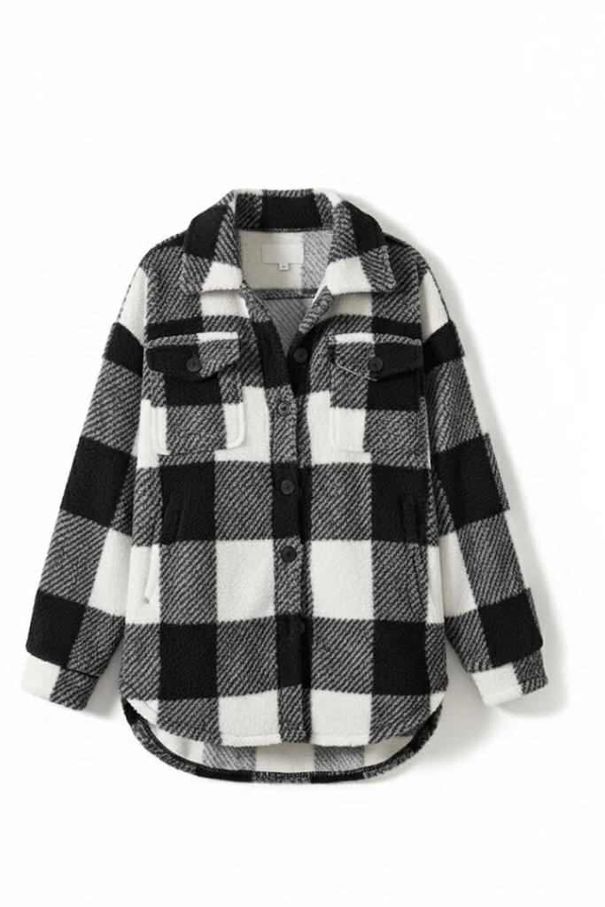 KLANKO Nordic Fleece – Kariertes Overshirt aus Teddyfell