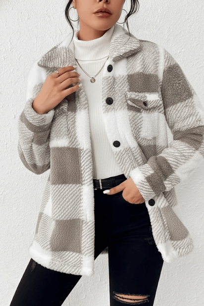 KLANKO Nordic Fleece – Kariertes Overshirt aus Teddyfell